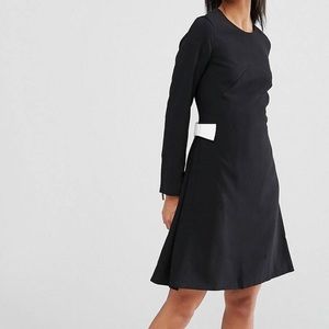 Ted baker emorly white side bow black crepe dress